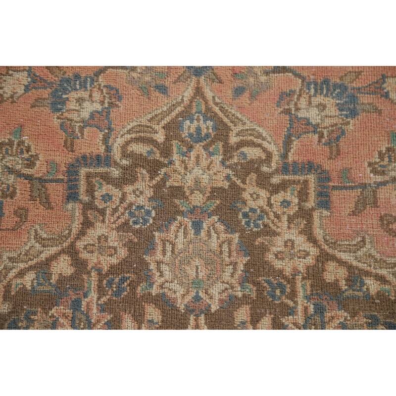 Hand Knotted Oriental 100% Wool Carpet Traditional Floral Pink Mashad Area Rug - 11' 8'' X 8' 4''