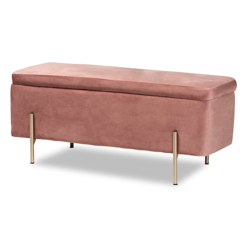 Rockwell Contemporary Glam&Luxe Velvet Upholstered Metal Storage Bench - blush pink
