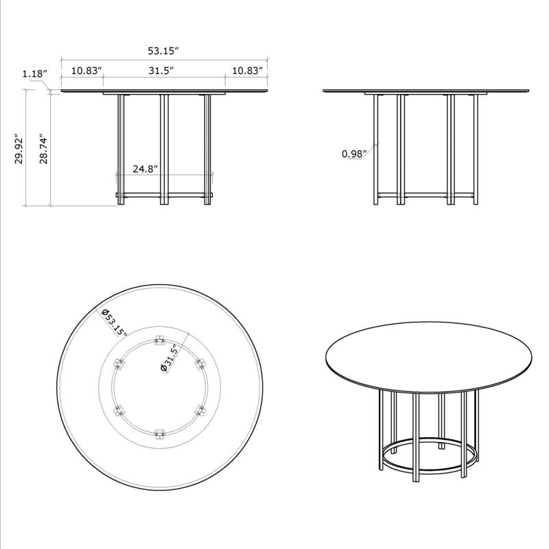 Somette Lacey Sintered Stone Dining Set with White Curved Back Chairs