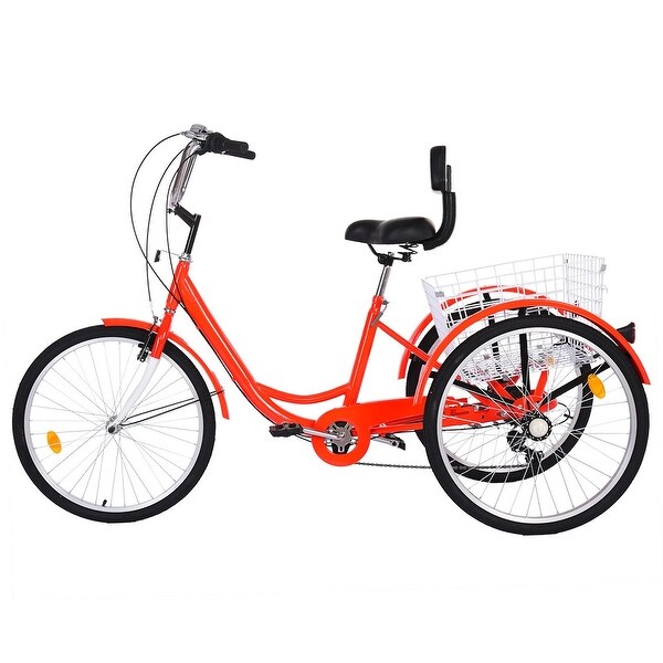 3 Wheeled Bike with Basket for Seniors Women Men. Adult Tricycle Three Wheel Bike 7 Speeds 24 Inch Wheel Cargo Basket Bed Bath Beyond 37092006