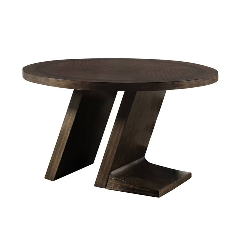 Round Wooden Dining Table with Angled Pedestal Legs in Espresso - Espresso