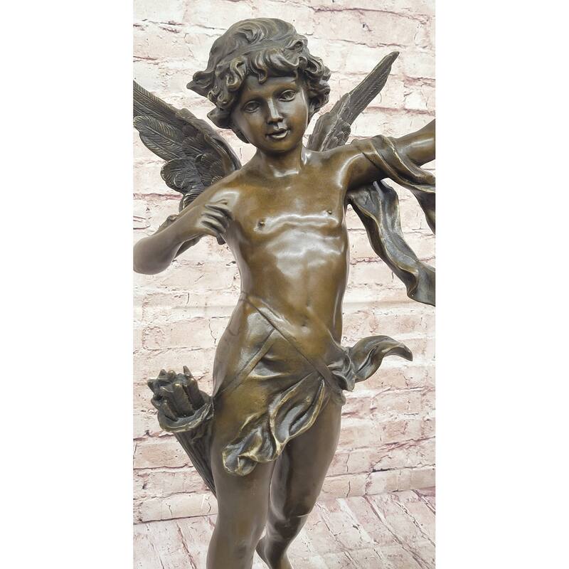 Vintage Style Bronze Putti Cherub Angel Child Cupid W/ Arrows Sculpture Statue