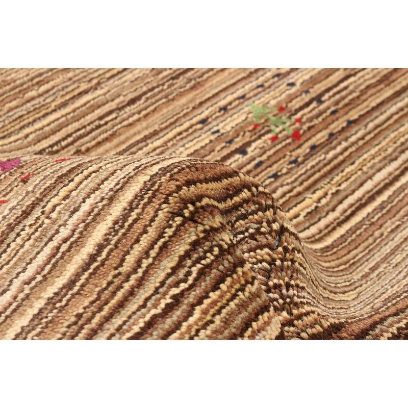 ECARPETGALLERY Hand Loomed Kashkuli Gabbeh Brown Wool Rug - 2'11 x 4'8
