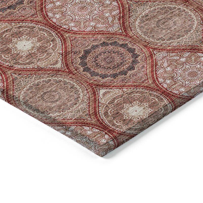 Machine Washable Indoor/ Outdoor Boho Mosaic Chantille Rug