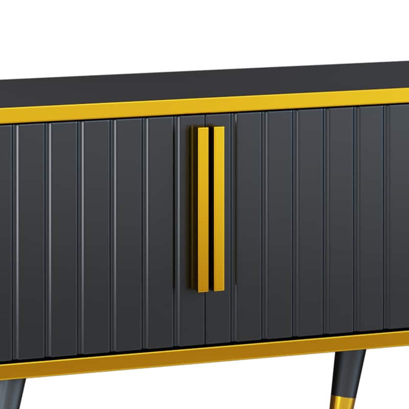 Modern Simple TV Cabinet with 2 Storage Cabinets, 2 Drawers and 4 Wooden Legs for Apartment Home Theater​​