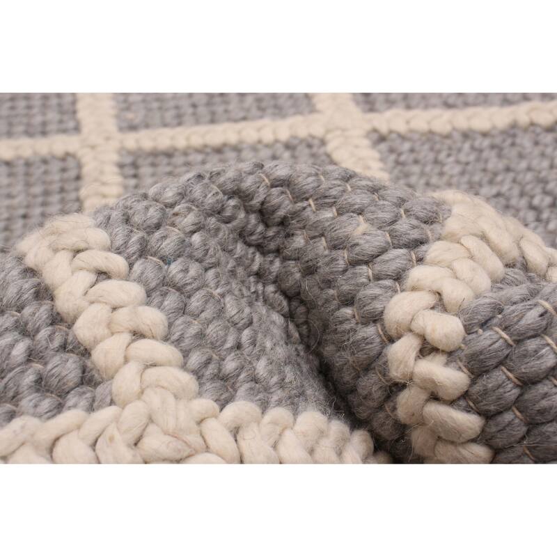 ECARPETGALLERY Braided Weave Sienna Grey Wool Rug - 3'4 x 5'0