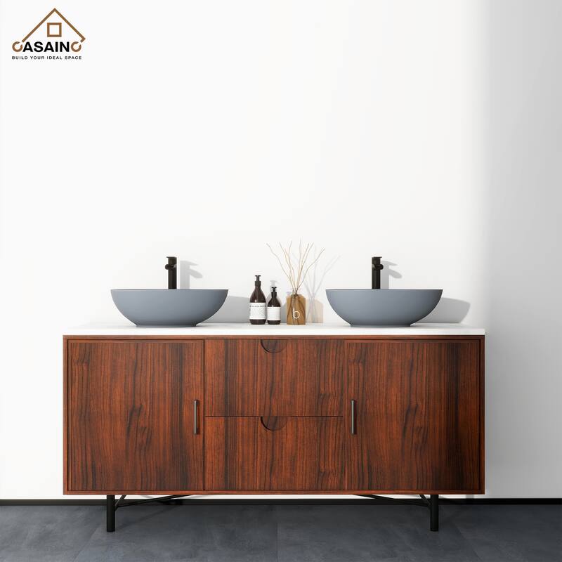 CASAINC Concrete Egg-Shaped Bathroom Sink Vessel Sink Art Basin with the Same Color Drainer
