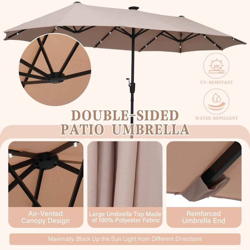 13ft Outdoor Patio Umbrella with LED Lights