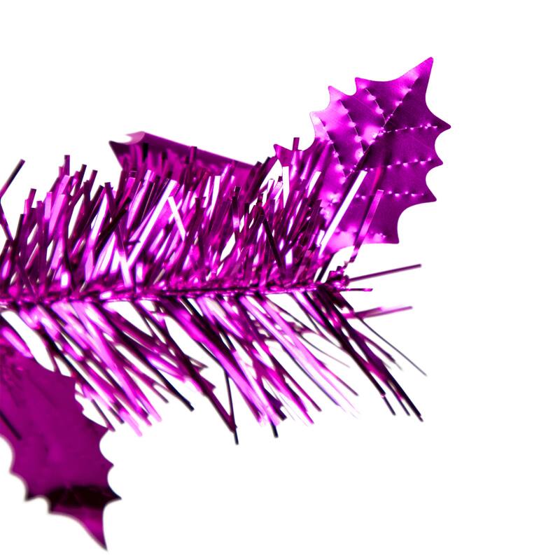 6' Pre-Lit Pink Tinsel Pop-Up Artificial Christmas Tree, Clear Lights - 6 Foot