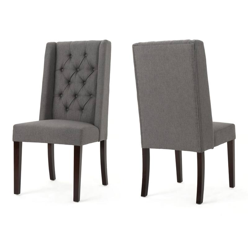 Wingback Upholstered Dining Chairs Set of 2, Fabric Side Dining Room Chairs with Tufted Button, Home Kitchen Wood Chairs
