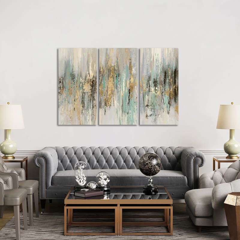 iCanvas "Dripping Gold I" by Tom Reeves 3-Piece Canvas Wall Art Set - 40x60x1.5