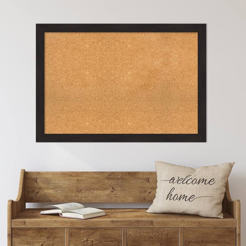 Furniture Espresso Narrow Framed Cork Bulletin Memo Board