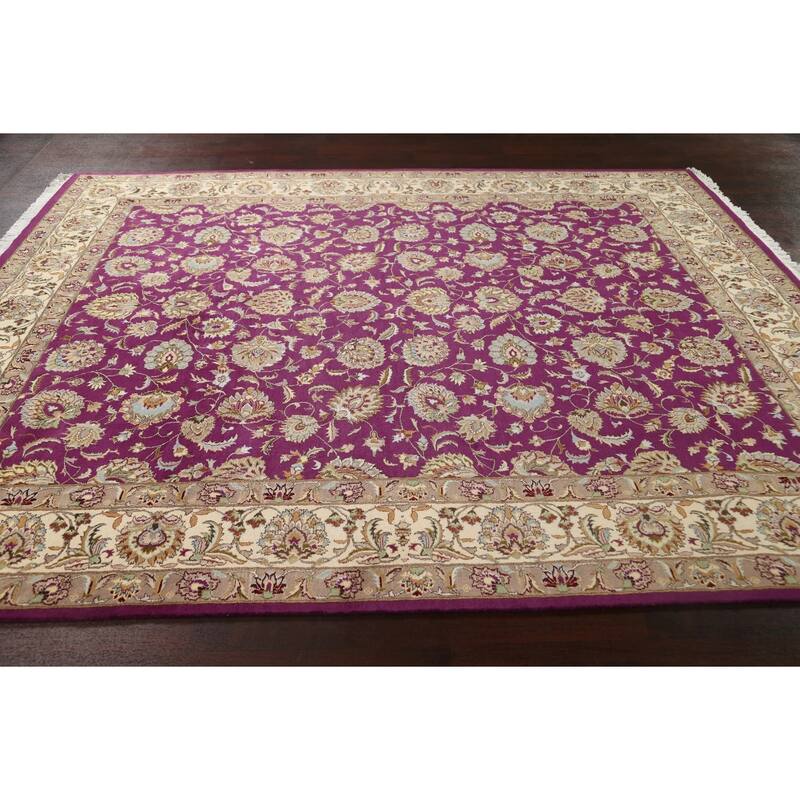 Wool/ Silk Vegetable Dye Floral Oriental Tabriz Area Rug Hand-knotted - 8'1" x 10'4"