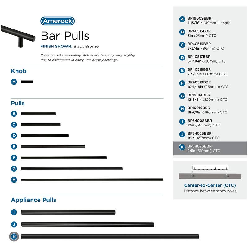 Amerock BP54026 Bar Pulls 24" Center to Center Bar Appliance Pull