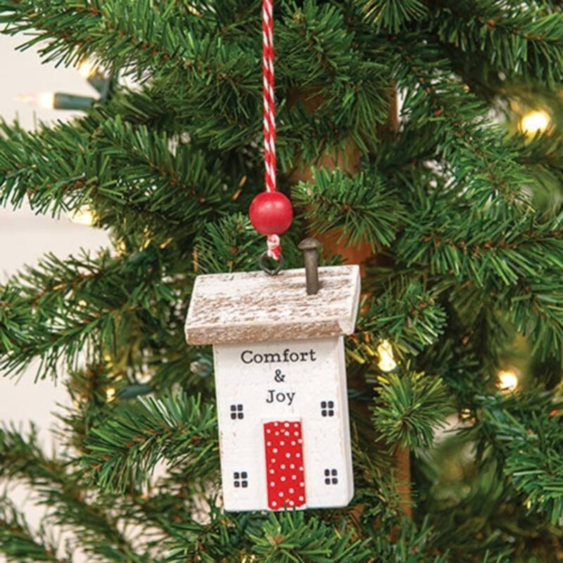 Distressed White Red Wooden House Ornament with Layered Cutout Holiday Decor - 2.50 x 1.50 x 4 in.