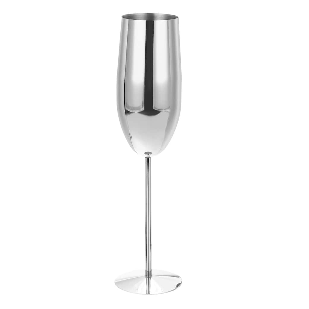 Unbreakable Stemmed Champagne Glasses, 270ml/9 OZ Silver Champagne Flutes,Silver