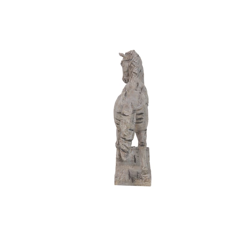 Beige Polystone Prancing Horse Decorative Sculpture