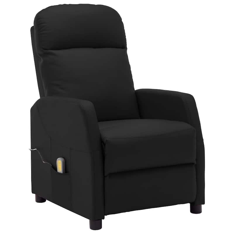 vidaXL Massage Reclining Chair Black Faux Leather - 25.6" x 38.2" x 39.4"