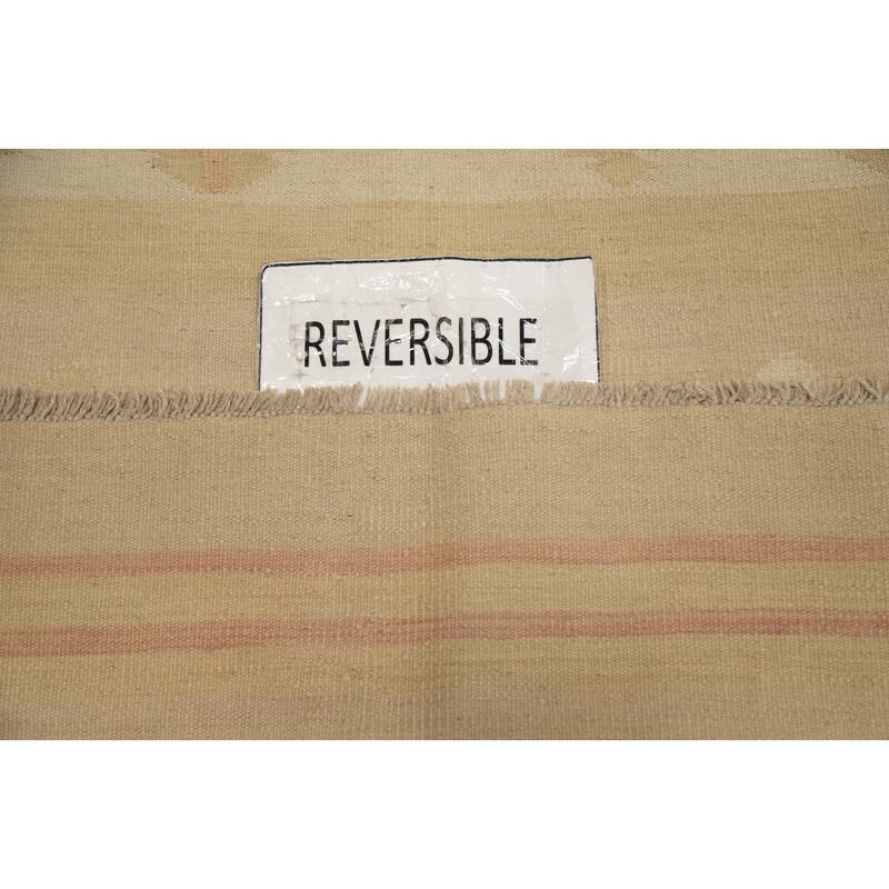 Hand Woven Oriental 100% Wool Carpet Southwestern Tribal Beige & Ivories Kilim Area Rug - 7' 0'' X 4' 9''