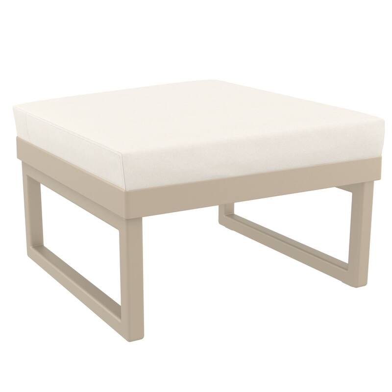 25.5" Taupe Brown Square Ottoman with Sunbrella Natural Cushion
