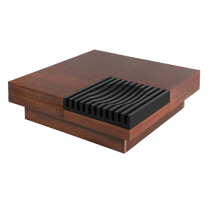 Versatile Low Coffee Table Square Center Table with Storage Drawer, Modular Design, Adjustable Panels and Hidden Compartments