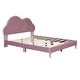 preview thumbnail 23 of 34, Velvet Upholstered Bed with Cloud-Shape Headboard, Wood Platform Bed Frame for Boys Girls Easy Assembly, No Box Spring Needed