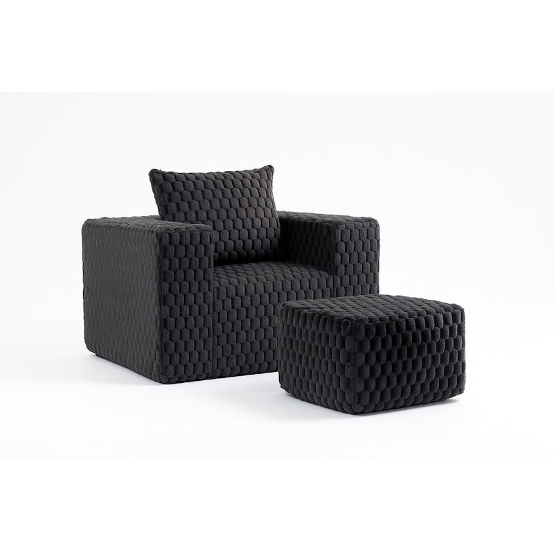 Luxurious Corduroy Fabric Lingge corduroy compression sofa with Ottoman