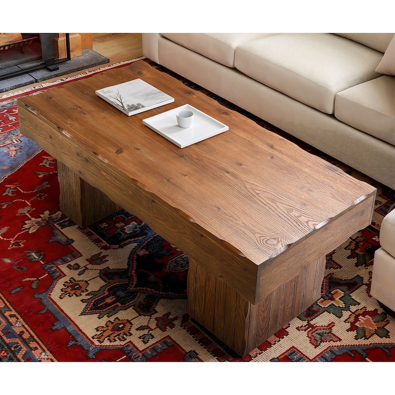 47" Solid Wood Rectangular Coffee Table, Cocktail Tea Center Table for Living Room Office