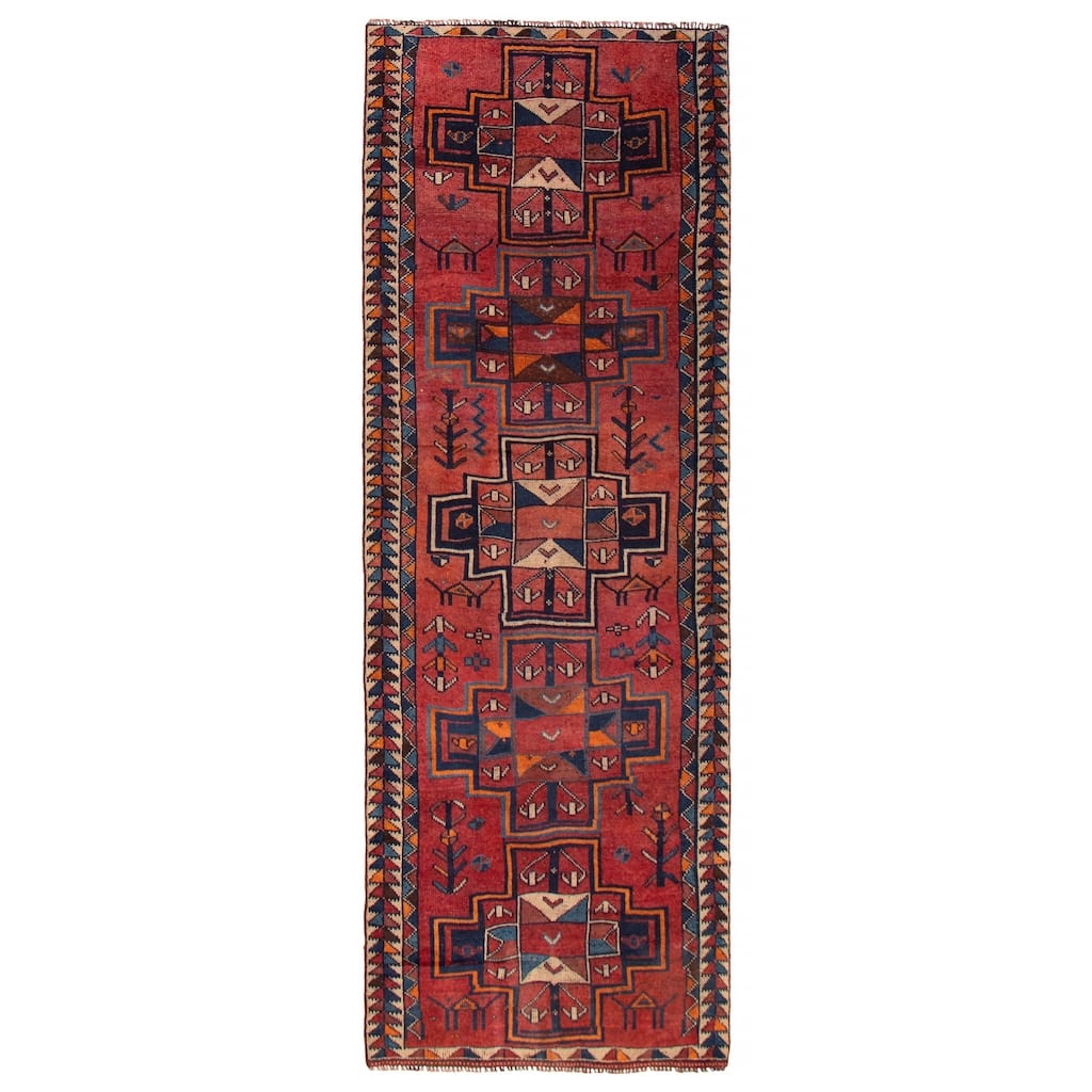 ECARPETGALLERY Hand-knotted Melis Vintage Red Wool Rug - 3'8 x 10'10