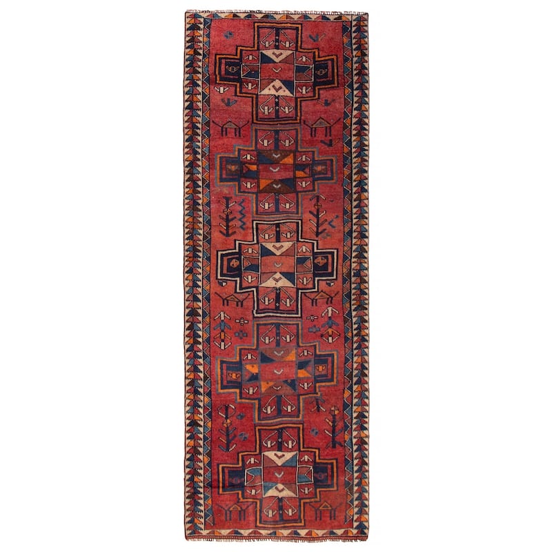 ECARPETGALLERY Hand-knotted Melis Vintage Red Wool Rug - 3'8 x 10'10 - Red - 3'8 x 10'10