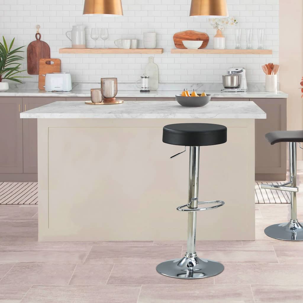 Stylish and Elegant Backless Adjustable Bar Stool, Black