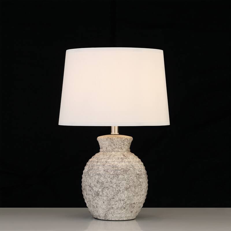 Acroma Stone Table Lamp with Fabric Shade (Set of 2) - Set of 2