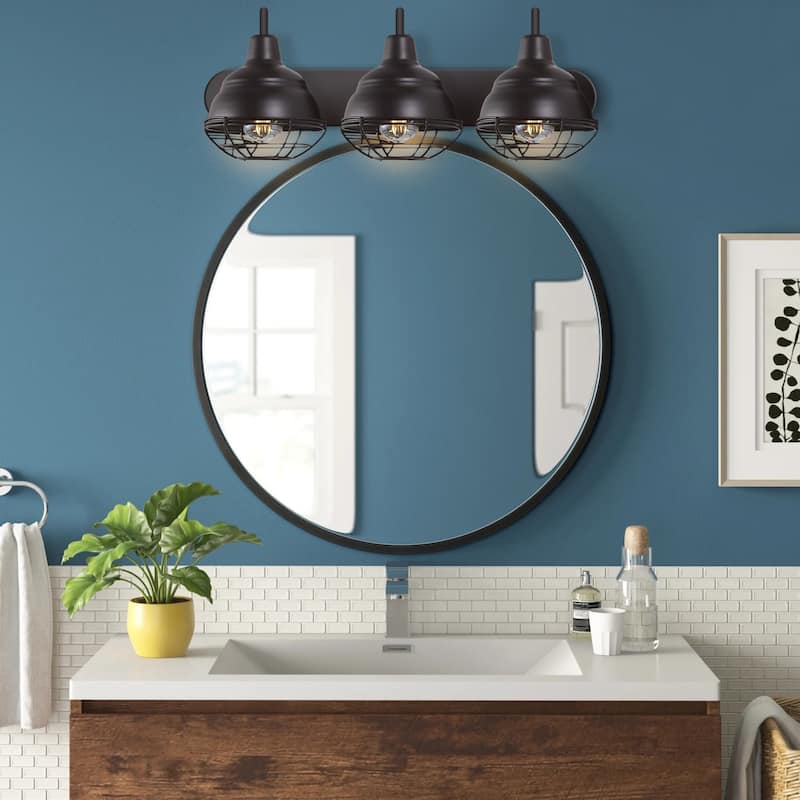 Cora 24.5" 3-Light Industrial Farmhouse Iron LED Vanity, Oil Rubbed Bronze by JONATHAN Y - 3 Light