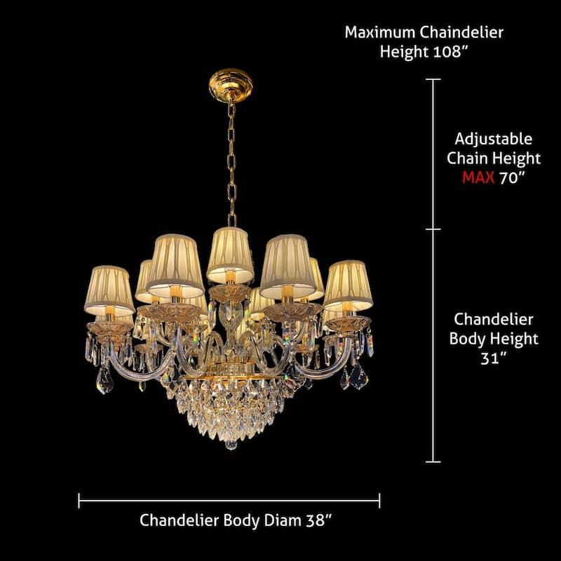 Vintage Crystal Chandelier Gold Pendant Chandelier 19 Lights