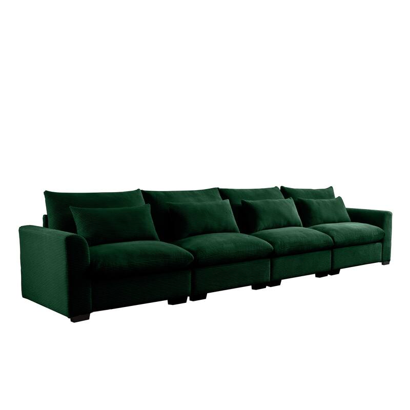 GDFStudio - Finnegan 4‑Seater Corduroy Sofa with 4 Waist Pillows