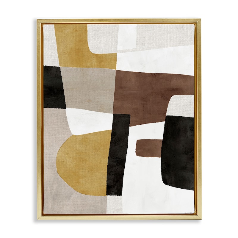 Stupell Abstract Shapes in Earth Tones Framed Floater Canvas Wall Art Design By Amber Sterling - 17 x 21 - Gold