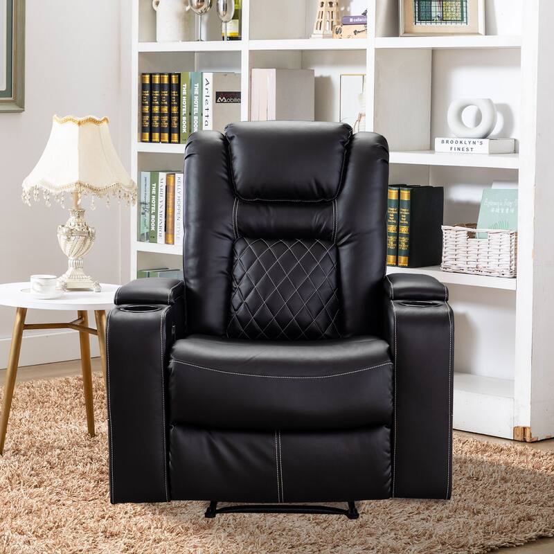 Breathable Leather Home Theater Seating with with USB Ports and Cup Holders