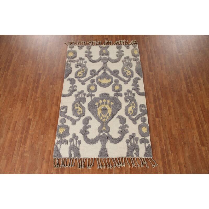 Moroccan Oriental Area Rug Hand-Knotted Wool Carpet - 5'2"x 7'11"
