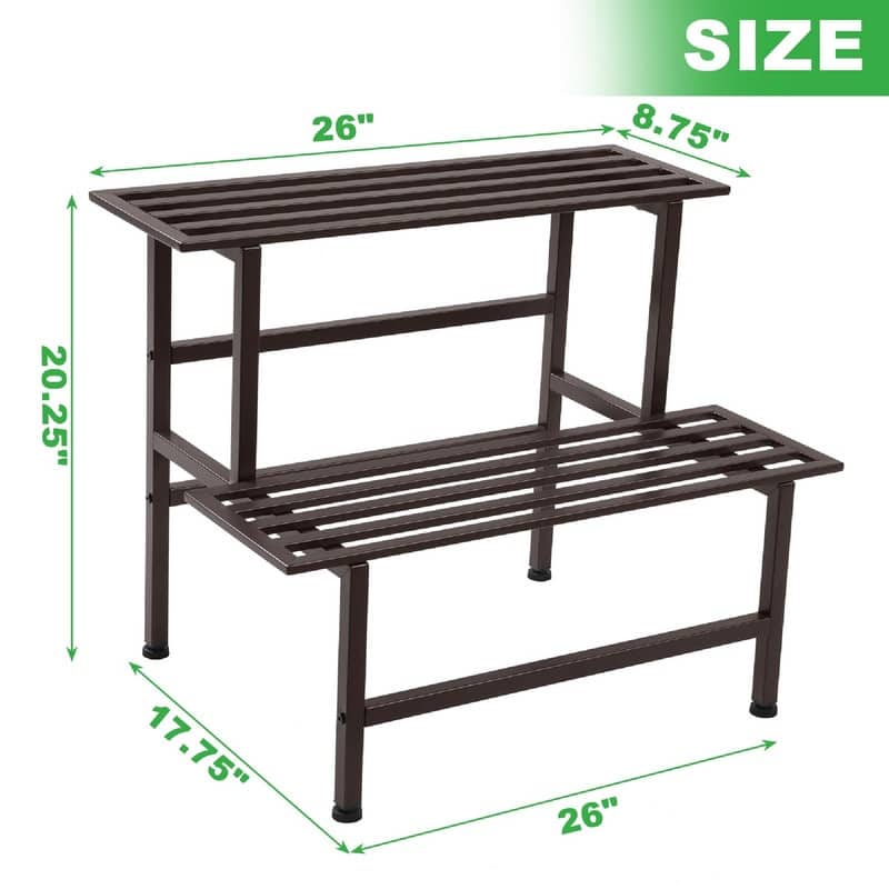 Metal Plant Stand Outdoor Plant Shelf Indoor - 26 x 17.75 x 20.25 inches