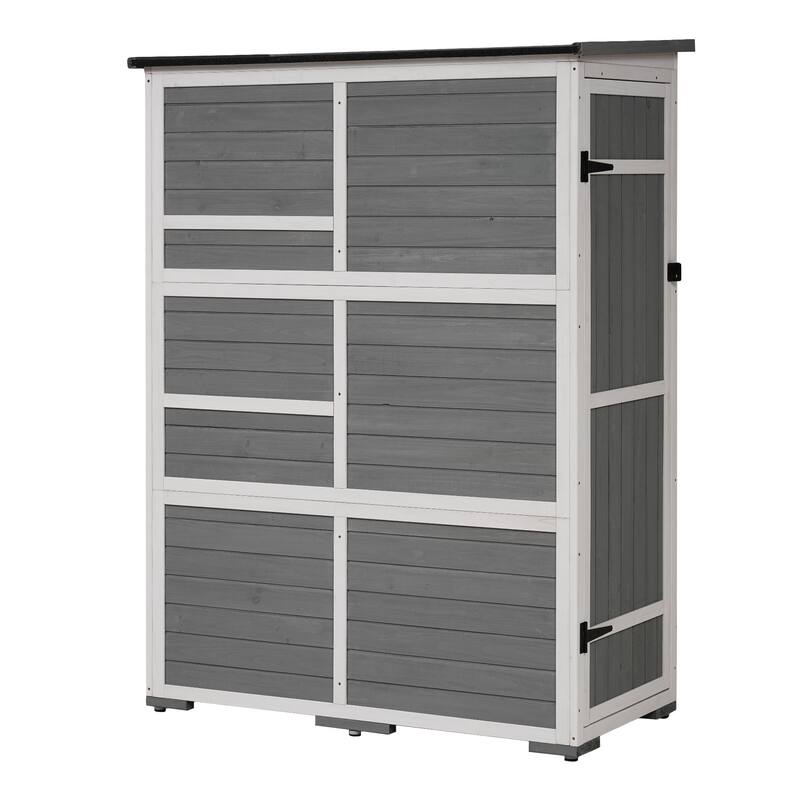 Roomfitters 5.5ft Outdoor Wood Storage Shed with Waterproof Roof and Multiple Shelves