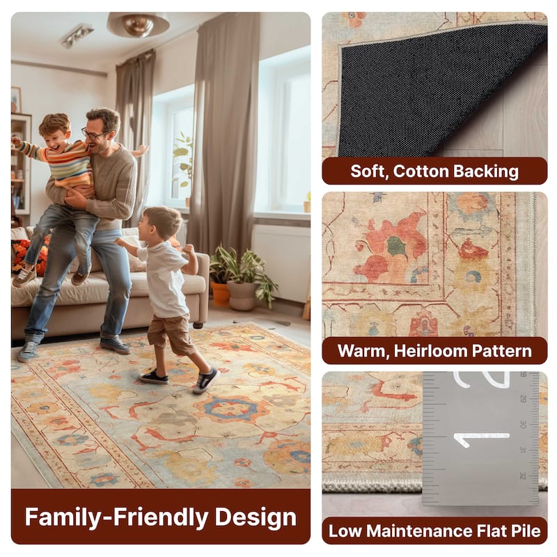 Well Woven Ushak Fethiye Vintage Medallion Pastel Flat-Weave Area Rug