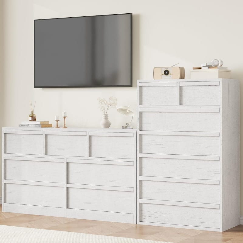 5/7 Drawer Dresser for Bedroom, Modern 5 Chest of Drawers Tall with Large Drawers Storage, Wooden Dresser Organizer