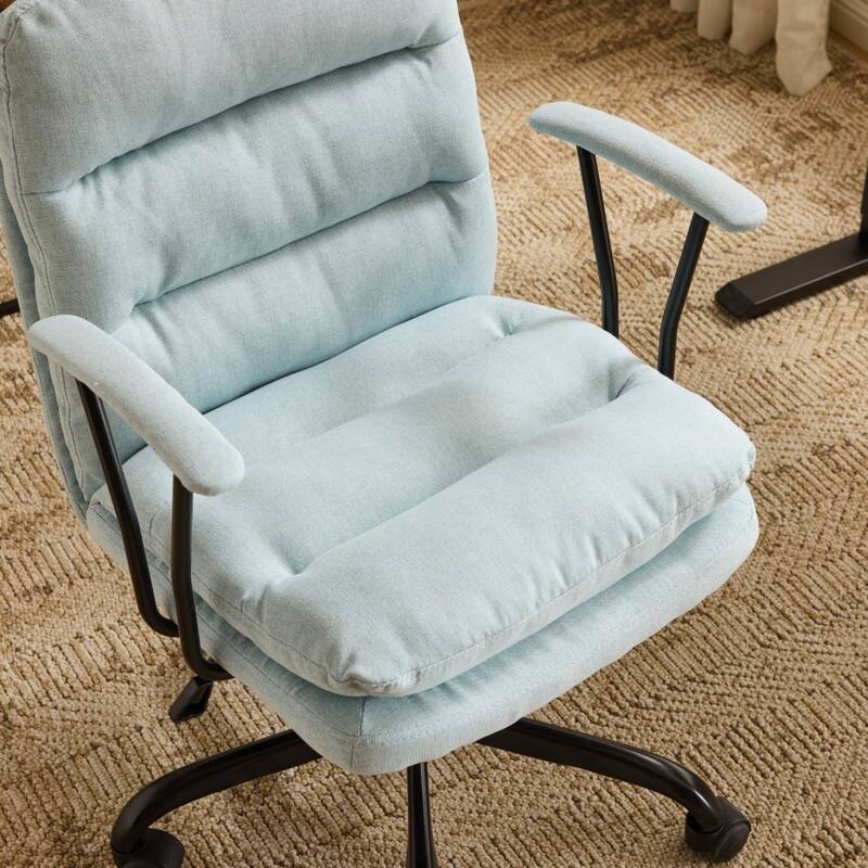 24.4 Inch Upholstered Swivel Office Chair With Leg Pegs And Wheels