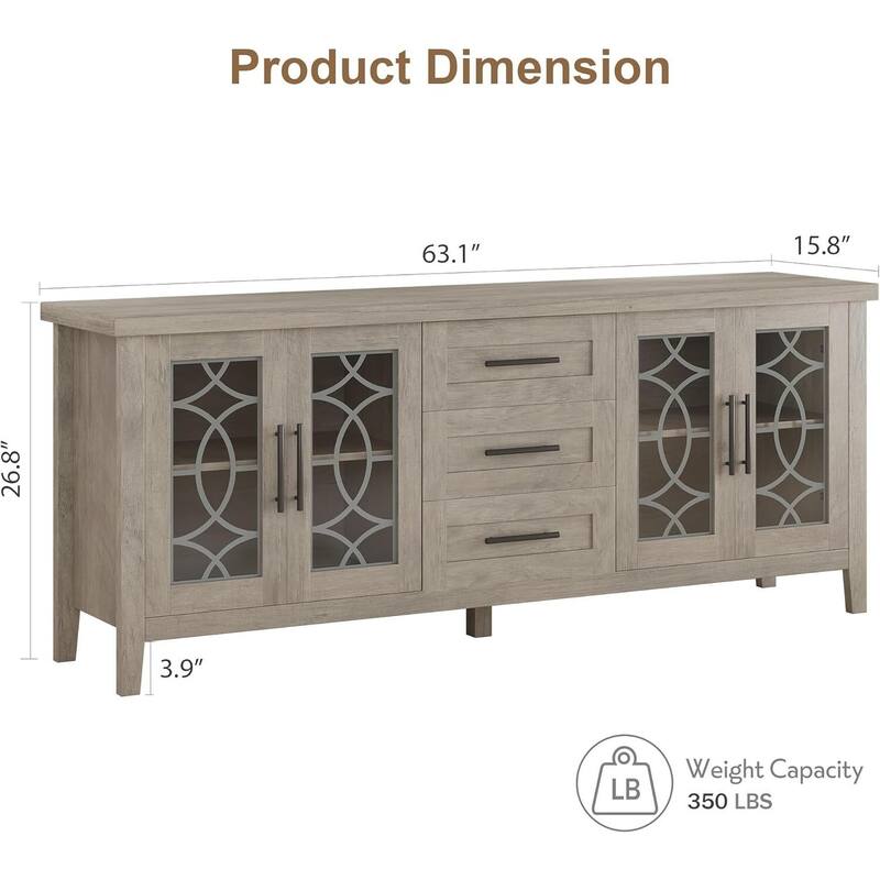 Farmhouse TV Stand, 2 Storage Door & 3 Drawer