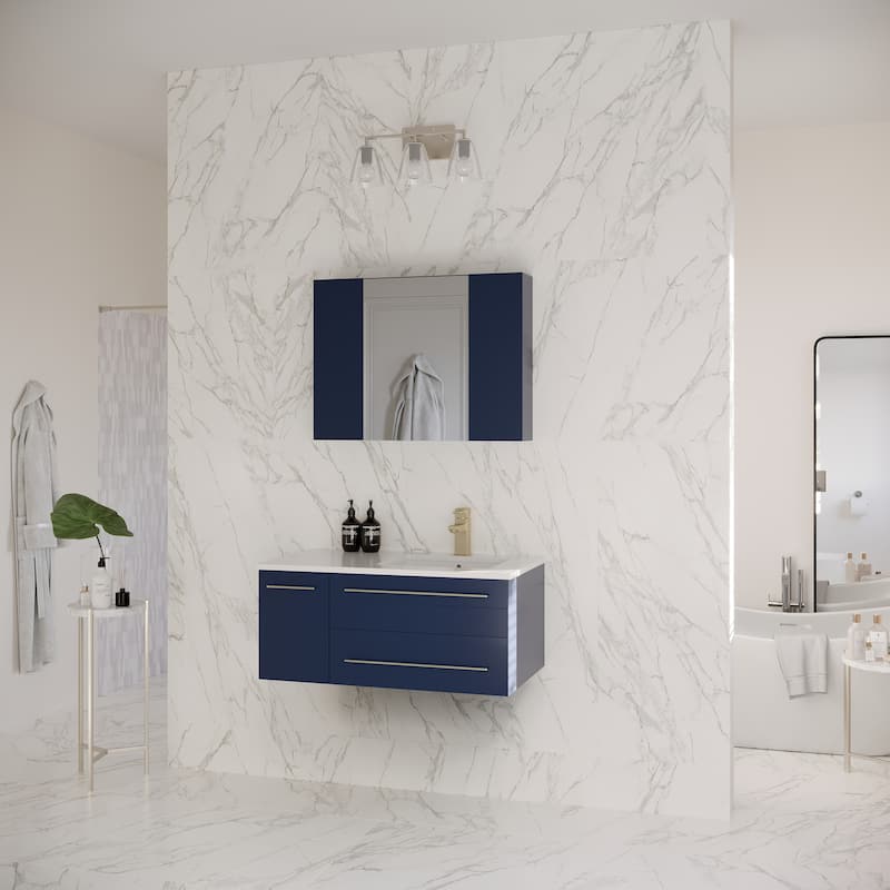 Fresca Lucera 36" Wall Mounted Single Basin Vanity Set with Cabinet,