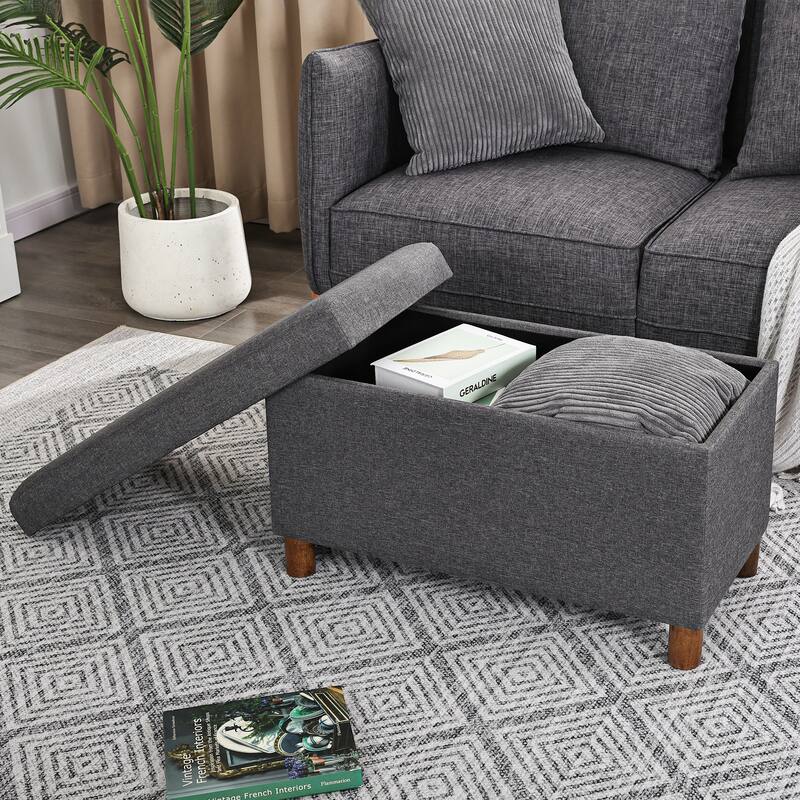 Adeco 30 Inches Storage Ottoman Bench for Living Room