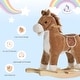 preview thumbnail 5 of 7, Qaba Rocking Horse Plush Animal on Wooden Rockers with Sounds, Brown