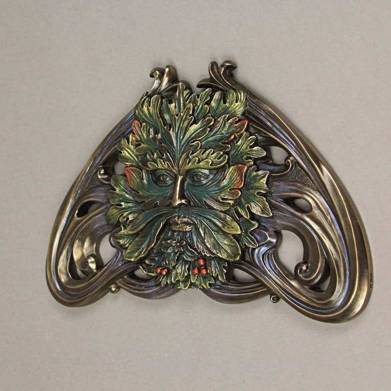 Art Nouveau Style Celtic Greenman Wall Hanging 9.5 Inches Long
