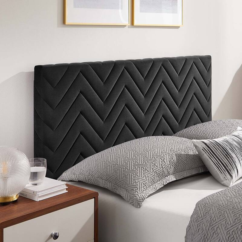 Leah Chevron Tufted Performance Velvet Queen Platform Bed