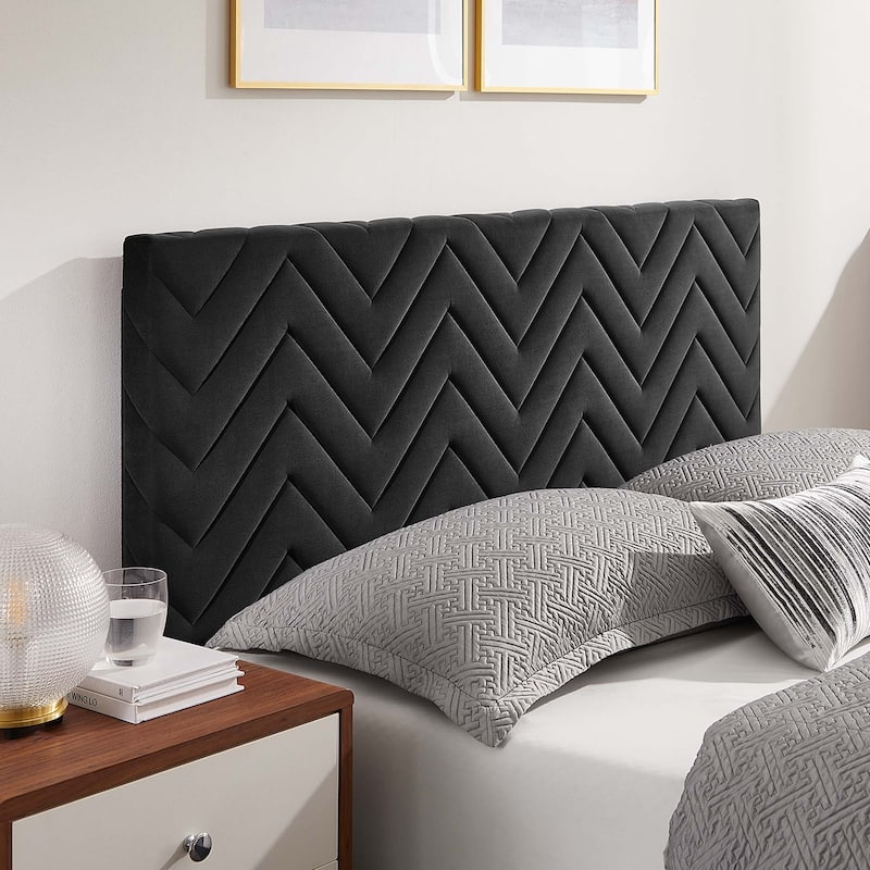 Leah Chevron Tufted Performance Velvet Twin Platform Bed